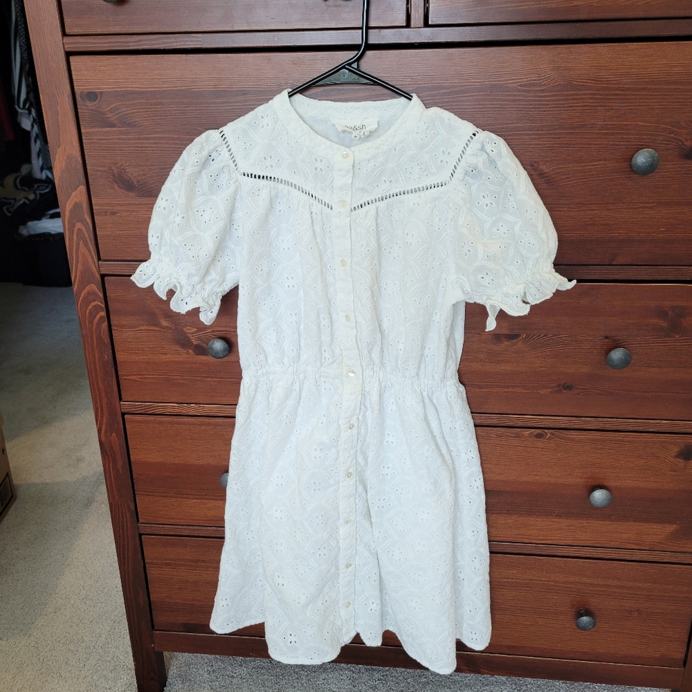 ba&sh‎ White Eyelet Button-Up Dress